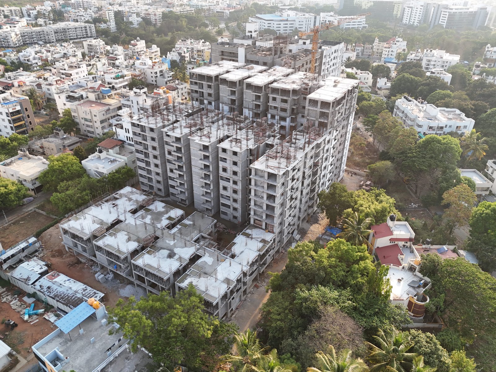 Elegant Tranquility Construction Update - Main floor slab framed superstructure of luxury 3 bhk in south bangalore